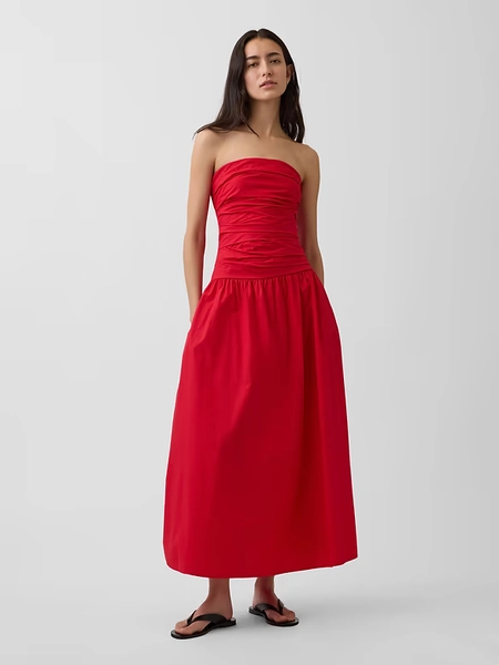Poplin Drop-Waist Maxi Dress | Gap