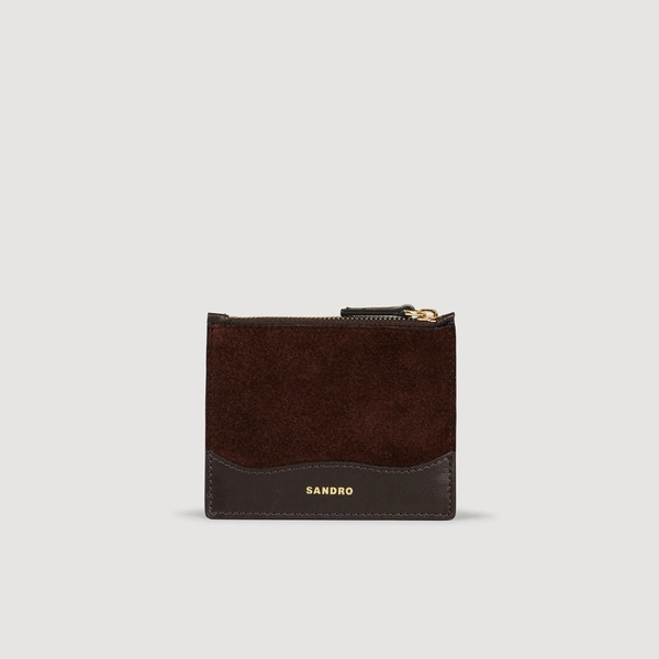 Porte-cartes en cuir et cuir suède