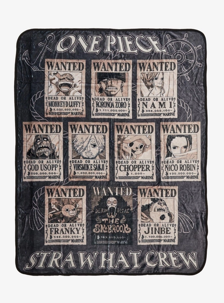 One Piece Straw Hat Crew Wanted Poster Throw Blanket