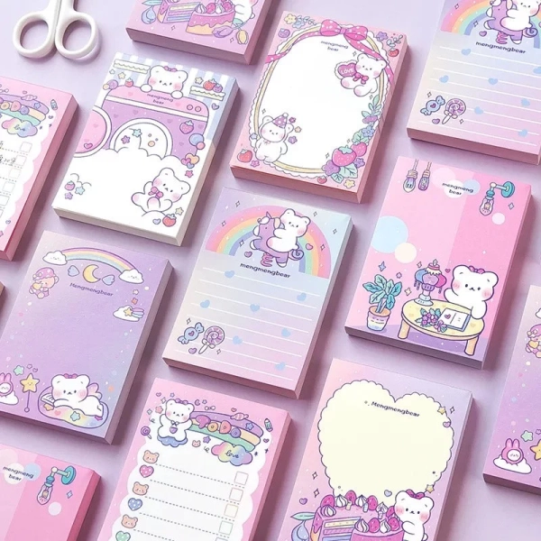 100 pcs Cute Little Bear Memo Pad/ 100 sheets Kawaii Memo Pads/ Cute Mini Notepad/ Cute Kawaii Stationery Memo Pads/ Memopad