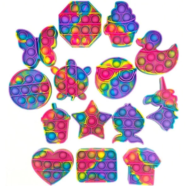14 Pack Pop Fidget Sensory Toys Party Favors For Kids 4-8 8-12 Year Boys Girls Mini Fidget Toy Bulk Bubbles Popper For Easter Goodie Bag Stuffers