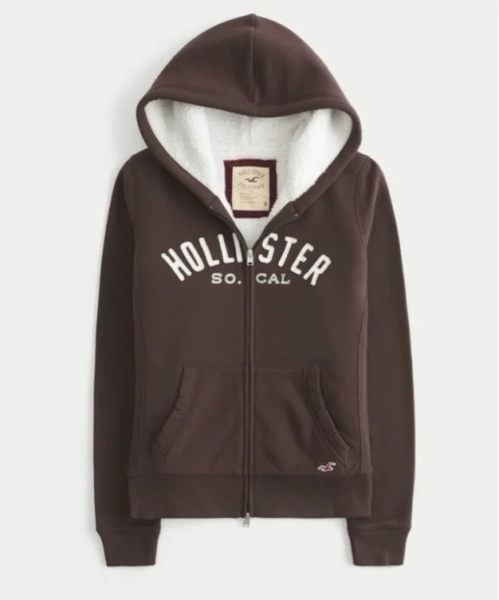 Holiday Vault Release Sherpa-Lined Zip-Up Logo Graphic Hoodie