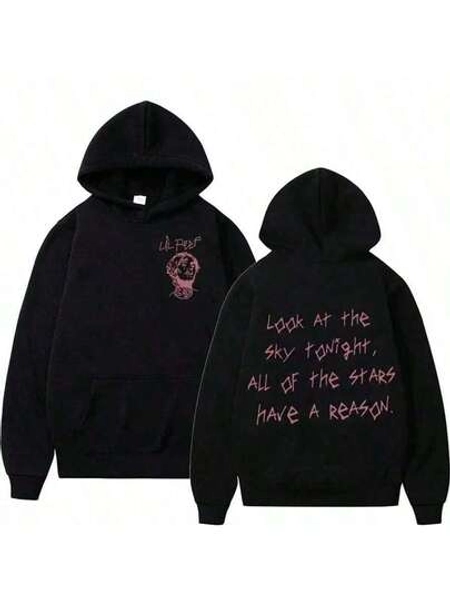 Male And Female Neutral Short SleevesRapper LilS Peep Men's Concert Hooded Sweatshirt-Hop Fashion Hoodie Casual Long Sleeved Gothic Streetwear Hooded