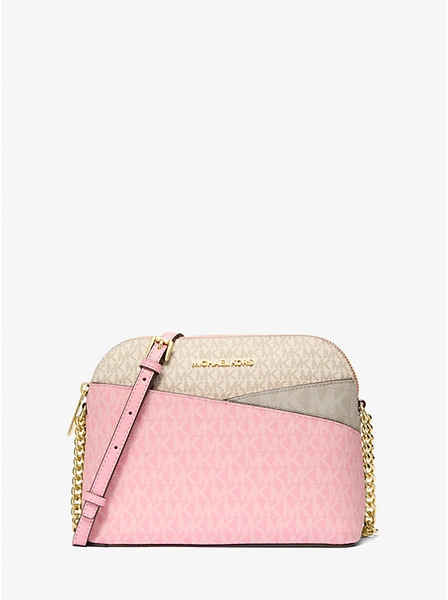 Jet Set Travel Medium Color-Block Signature Logo Crossbody Bag