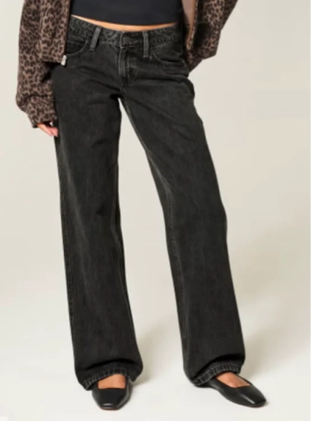Low-Rise Grey Back Buckle Baggy Jeans