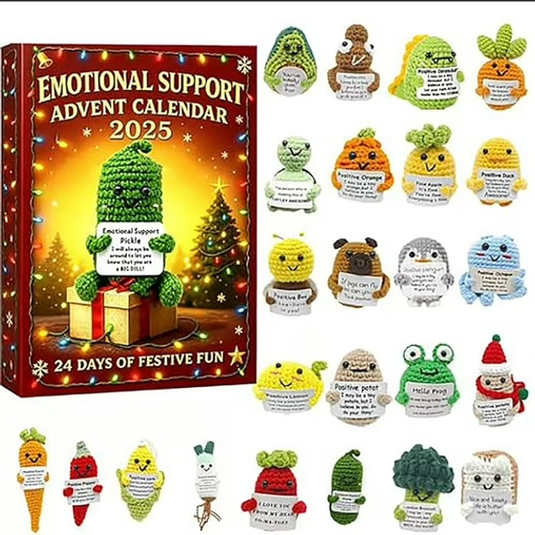 Emotional Support Advent Calendar 2025, 24 Days Christmas Advent Calendar with 24 Unique Emotional Support Tools, 2D Acrylic Design, for Loved Ones of All Ages (1set)