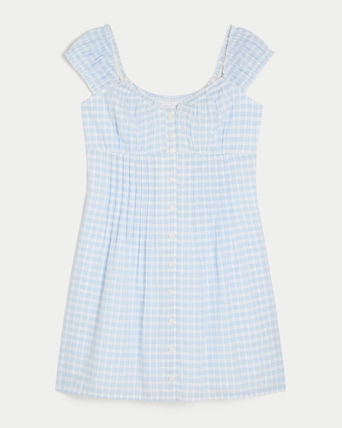 Cap Sleeve Button Front Mini Dress