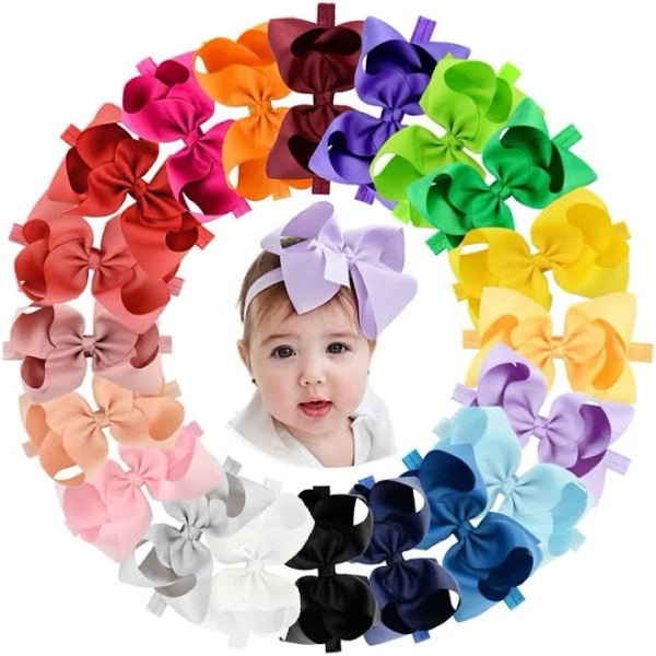 20pcs Elastic Grosgrain Ribbon Hair Bows