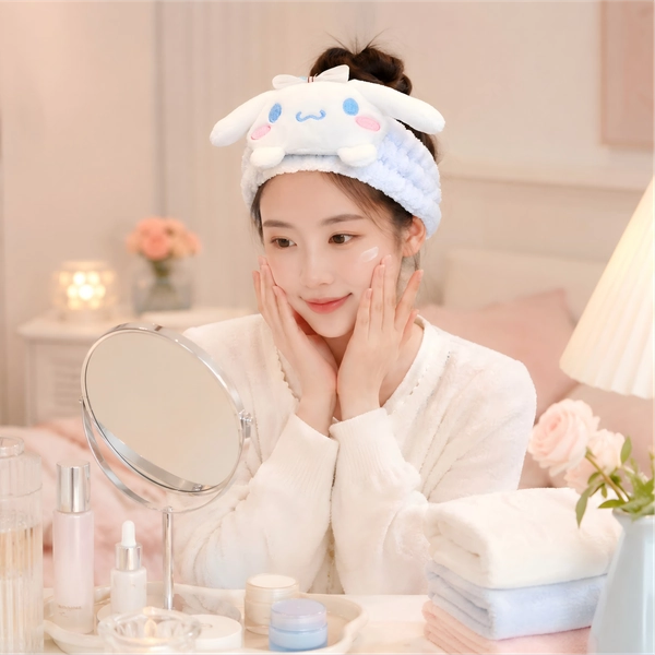 Cinnamoroll MINISO Sanrio Plush Hair Scrunchie Cute Character Elastic Hair Band Back To School Daily Skincare Routine Essential Women Accessory