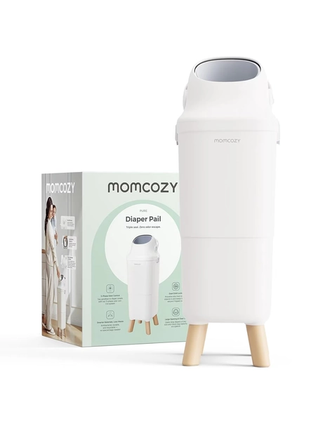 Momcozy Diaper Pail with Patented Triple-Seal Odor Control, Wide Opening, Ergonomic Height, Large Capacity with Viewing Window, Childproof Lock, Fits Standard Trash Bags - Walmart.com
