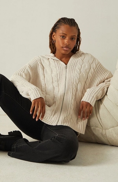 Dylan Zip Up Hooded Cardigan