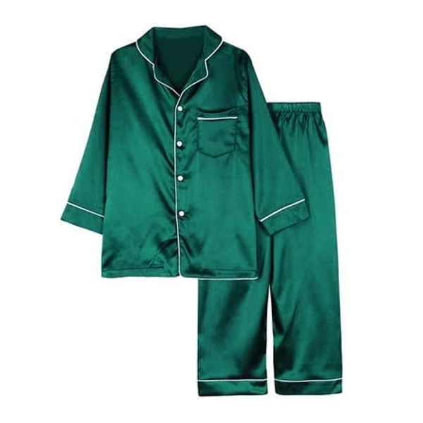 Satin Silk Long Sleeve Button-Down Pajama Set