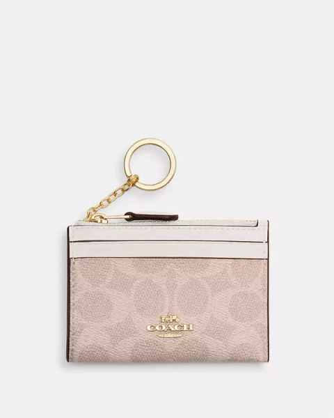 Gold/Sand/Chalk Mini Skinny Id Case In Signature Canvas