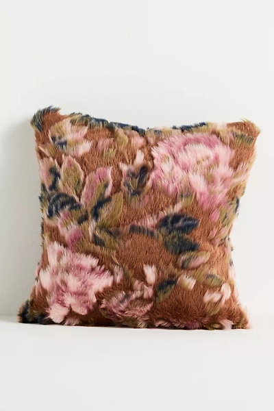 Seren Floral Jacquard Faux Fur Pillow