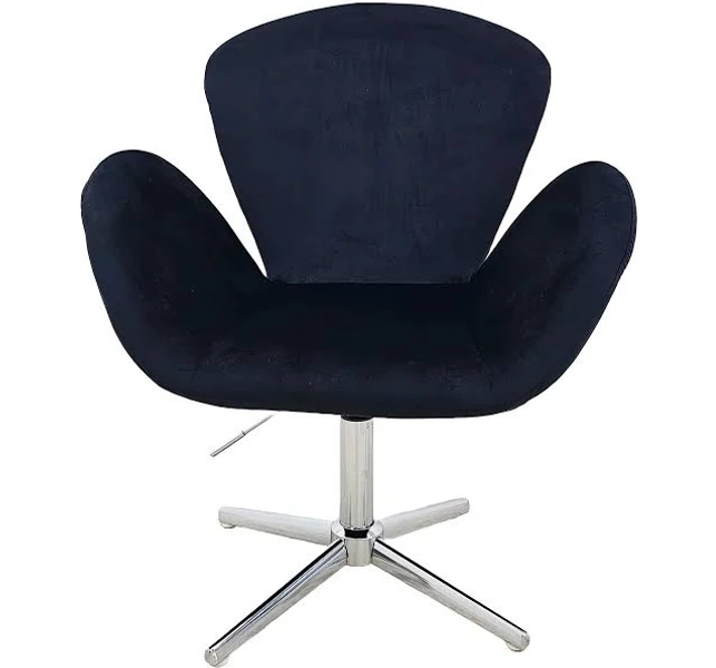 Valentina Adjustable Swivel Vanity Chair - Crown Vanity Black Velvet