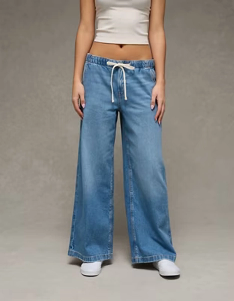 AE Dreamy Drape Strigid Low-Rise Baggy Ultra-Wide Leg Jean