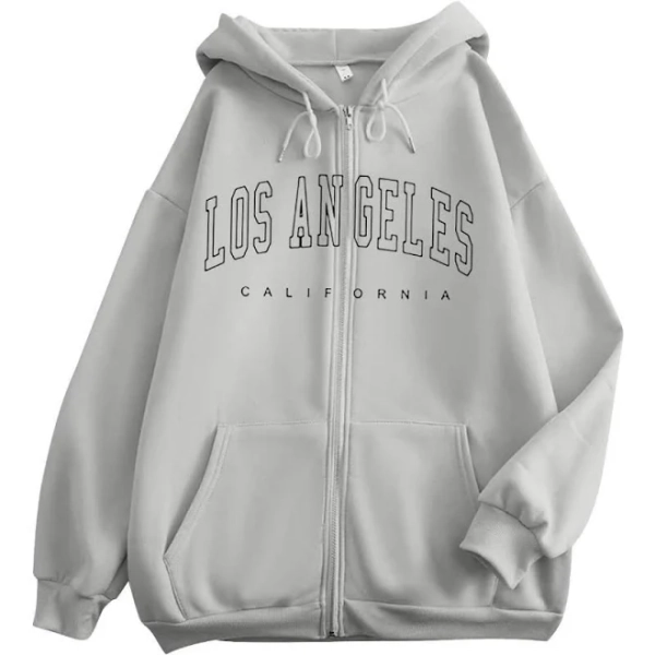 Comfort Hoodies for Teen Girls: Trendy Oversized Zip Up La Preppy Fleece Jacket Lightweight