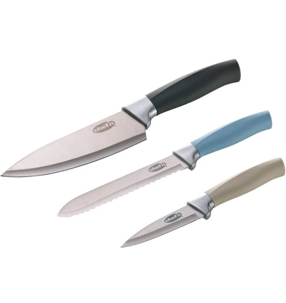 Chef'n 3-Pc. Soft Handle Chef Knife Set