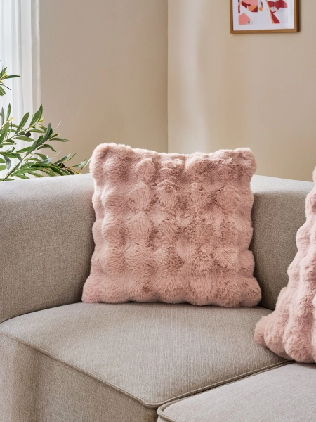 Pink 50 x 50cm Aspen Faux Fur Cushion