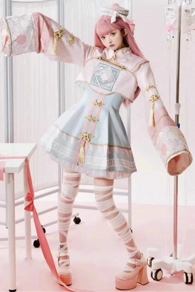 Sakurahime A Hopping Vampire Pink Lolita Dress