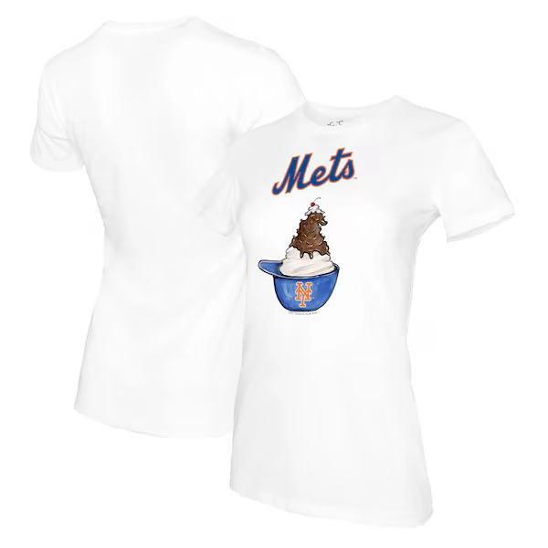 New York Mets Tiny Turnip Women's Sundae Helmet T-Shirt - White