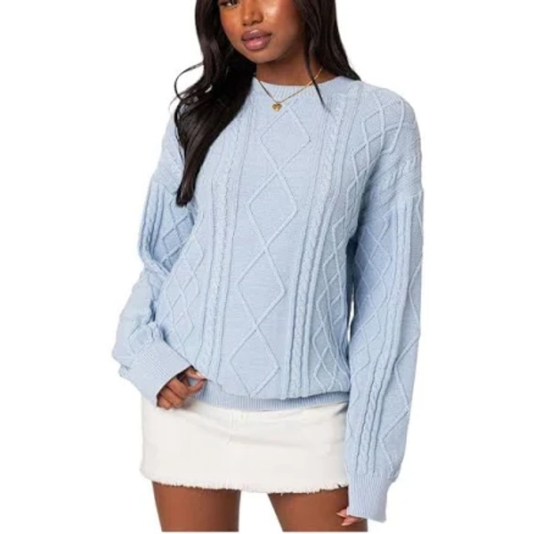 Edikted Women's Jessy Cable Knit Oversized Sweater