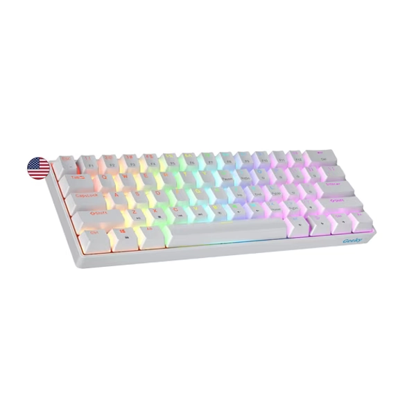 Geeky GK61 60% | Hot Swappable Mechanical Gaming Keyboard | 61 Keys Multi Color RGB LED Backlit for PC / Mac Gamer | ANSI US American Layout ( White , Mechanical Black )