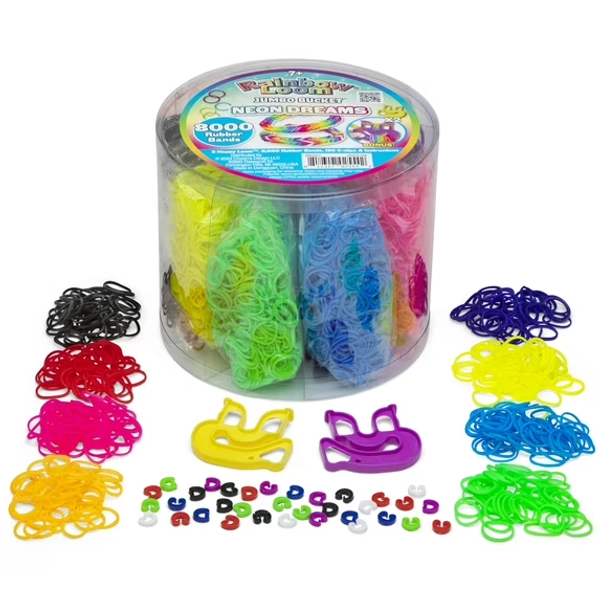 Rainbow Loom Neon Dreams Jumbo Bucket Bracelet Making Kit, Rubber Band Craft Bucket