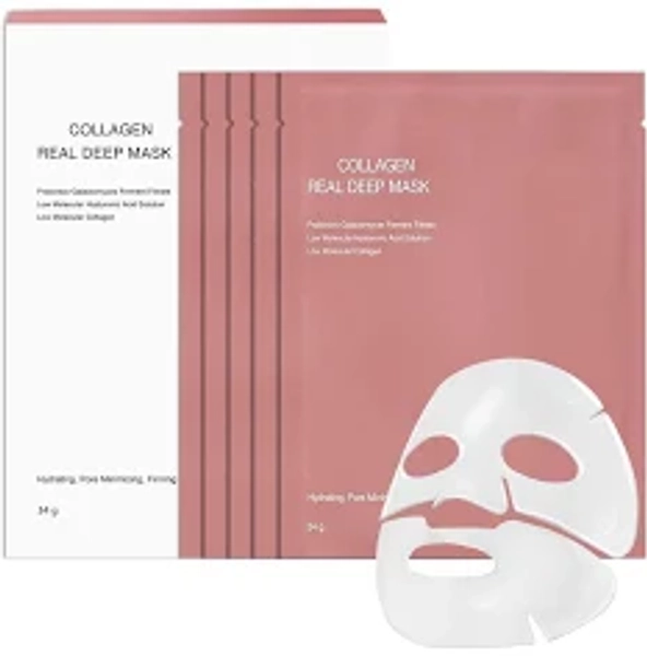 Bio Collagen Mask Korean, 5Pcs Bio Collagen Maske Overnight, Hydratisierende Übernachtmaske, Anti-aging Kollagen Gesichtsmaske, Lösliche Collagen
