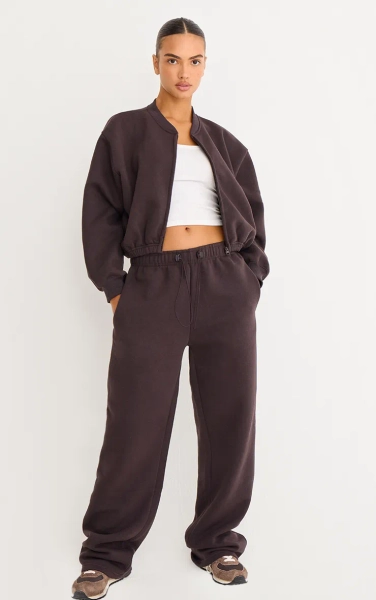 Dark Chocolate Drawcord Hem Oversized Joggers