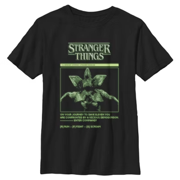 Boys Stranger Things Demogorgon Game Interface T Shirt - Black - Medium
