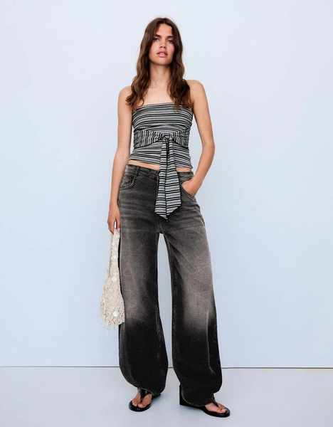 Jeans barrel fit vita alta