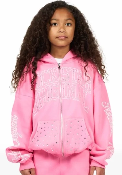 Alvina Girls Rhinestone Zip Up Hoodie