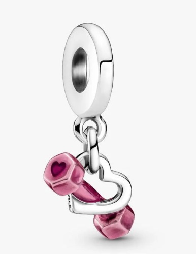 Dumbbell & Heart Dangle Charm