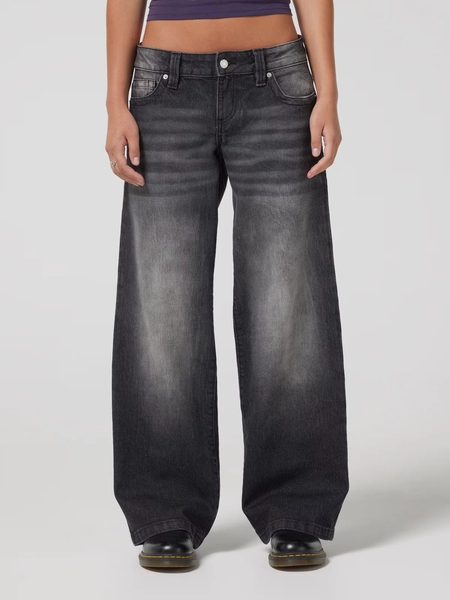 Avril Ultra Low Baggy Jean  Washed Black Wing - Jay Jays Online