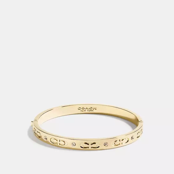 Gold Signature Hinged Bangle