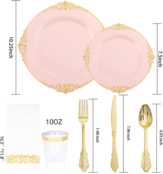 175pcs/ Sets of Foreign Trade Tableware New Style Embossed Dragon Pattern Gold Edge Plate Wine Glass Knife Fork Spoon