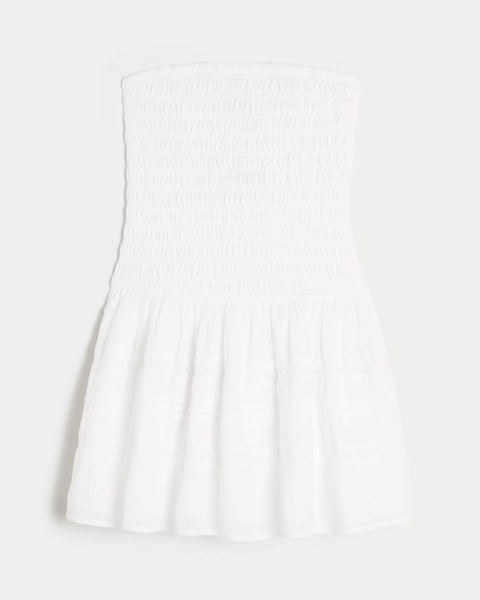 Strapless Smocked Bodice Mini Dress