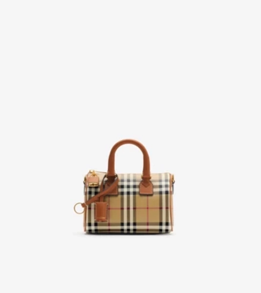 Borsa bowling mini Check (Marrone Briar) - Donna | Sito ufficiale Burberry®