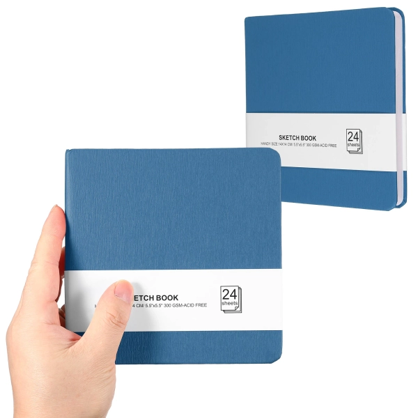 PATIKIL 5.5x5.5 Inch Small Sketchbook 2pcs Mini Sketchbook Watercolor Paper Pad 300GSM Thick Paper 24 Sheets/48 Pages Square Tiny Sketch Pad Pocket