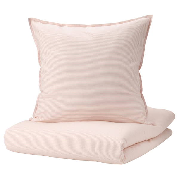BERGPALM Housse de couette et 2 taies - rose clair/rayure 240x220/65x65 cm