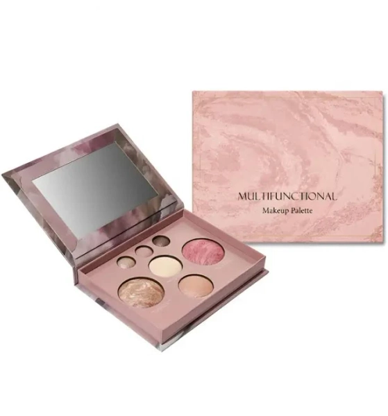 Multi-Functional All-in-One Makeup Palette - Eyeshadow, Contour, Blush & Highlighter, Creamy Pigmented Formula, Portable On-the-Go, Everyday Versatile