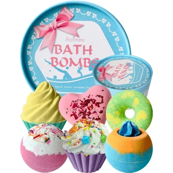 Bath Bombs Gift Set, Handmade Bubble and Floating Fizzies Spa Kit, Shea and Cocoa Dry Skin Moisturize, Birthday Valentines Mothers Day Anniversary