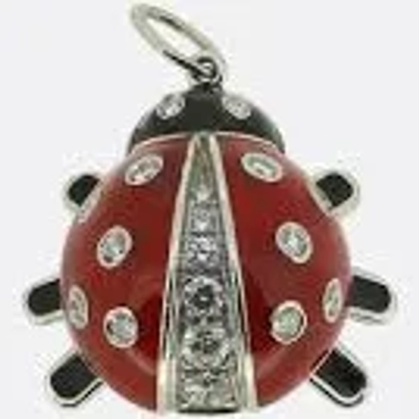 Tiffany Diamond Ladybug Charm Pendant Platinum