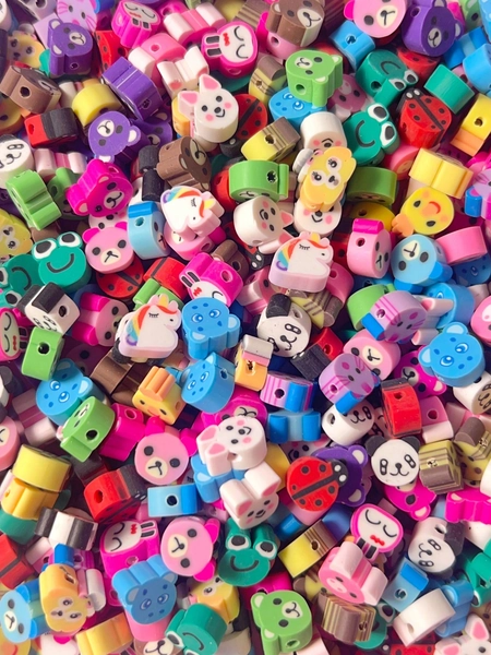 50/100pcs Fashion Fruit Flower Polymer Clay Beads For Bracelet And Necklace Making