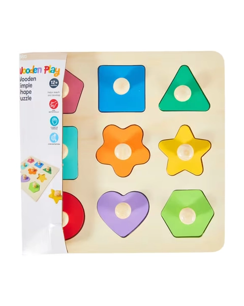 Wooden Simple Shape Puzzle - Assorted - One Size