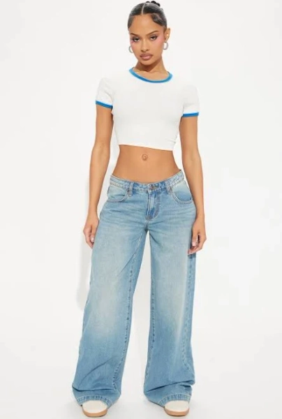 Fashion Nova Women's Rubie Non Stretch Wide Leg Jeans