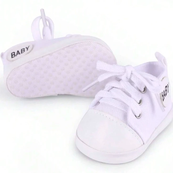 NewBABESIDE Reborn Baby Doll Shoes, 17-22 Inch Baby Doll Accessories Doll Canvas Shoes With Laces For Realistic Babydolls Girls & Boys, White With