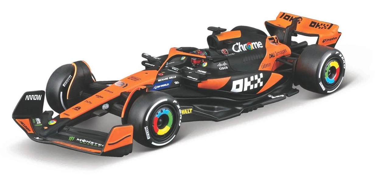 Véhicule Bburago F1 McLaren MCL38 Miami Piastri avec casque