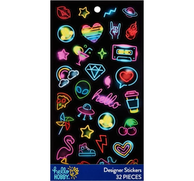 Hello Hobby Multicolor Neon Designer Stickers